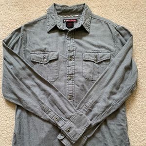 Mens Tony Hawk Grey Casual Button Down LS
